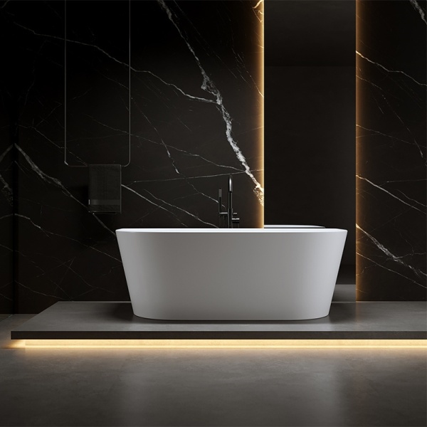 Cada de baie LENA 527D, Dimensiune 170x75cm, Culoare Alb, Deversor Negru - Img 5