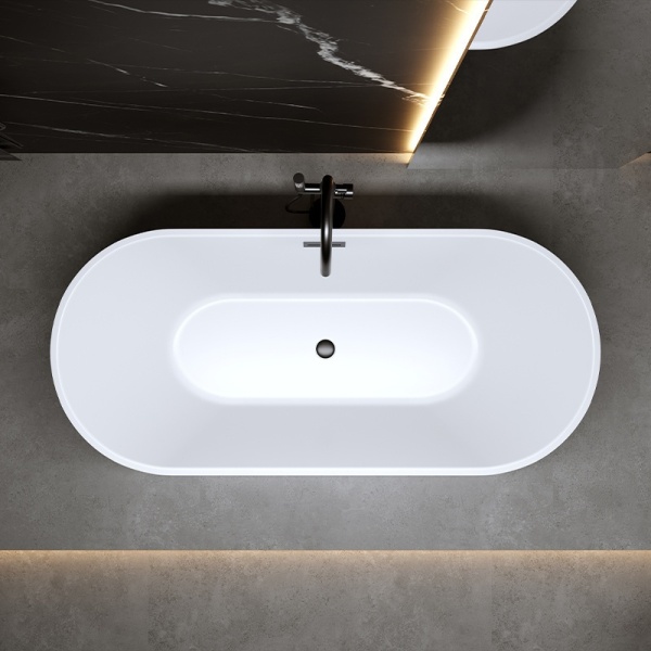 Cada de baie Lisbona 502C, Dimensiune 170x80cm, Culoare Alb, Deversor Negru - Img 5