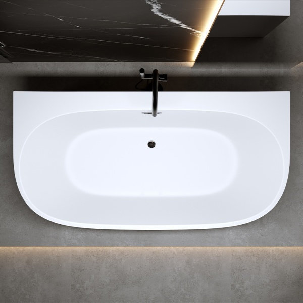 Cada de baie NORA 526B, Dimensiune 150x80cm, Culoare Alb, Deversor Crom - Img 3