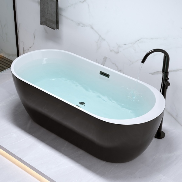 Cada de baie Porto 503B 170x75cm, Culoare Negru, Deversor Negru - Img 3