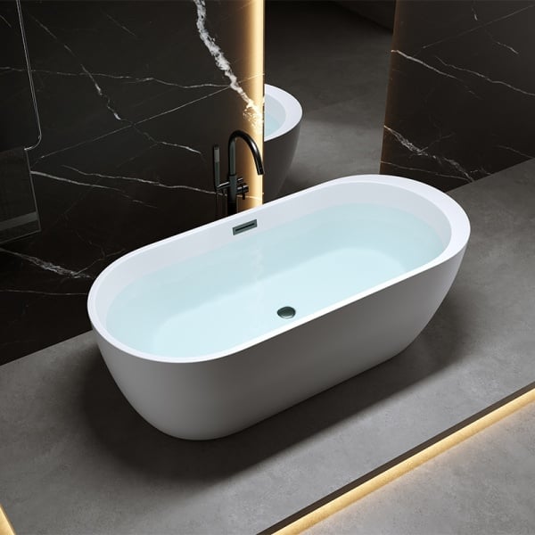 Cada de baie PORTO 503B, Dimensiune 170x75cm, Culoare Alb, Deversor Negru - Img 8