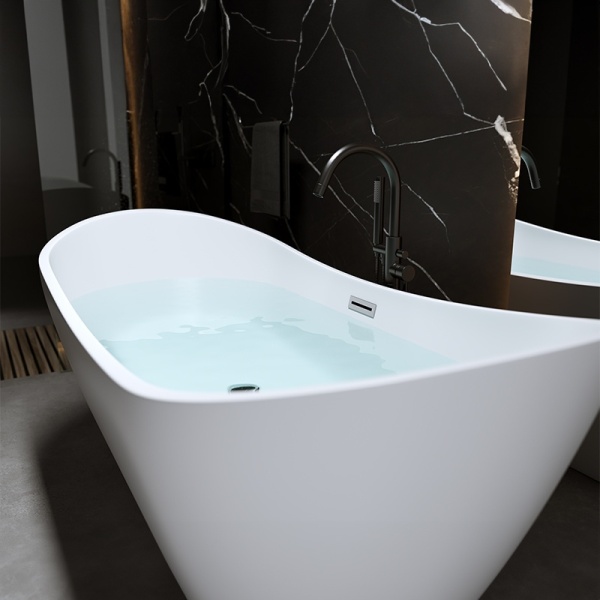 Cada de baie Rica 513D 180x80cm , Culoare Alb , Deversor Cromat - Img 3