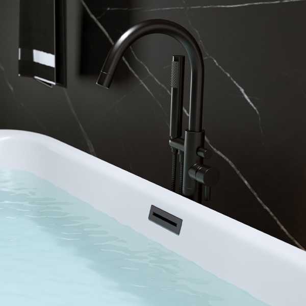 Cada de baie Viana 511A 150x75cm, Culoare Alb, Deversor Negru - Img 4