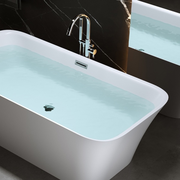 Cada de baie Viana 511B 160x80cm, Culoare Alb, Deversor Cromat - Img 2