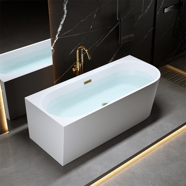 Cada de dus MERA 509C/Stanga, Dimensiune 160x75cm, Culoare Alb, Deversor Auriu - Img 5