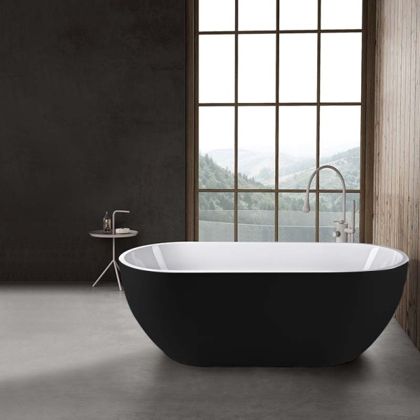 Cada freestanding, Florida, Aura Black, ovala, culoare alb si negru, dimensiune 170x75cm - Img 3