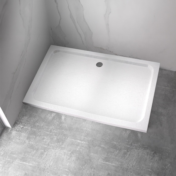 Cadita de dus dreptunghiulara slim cu finisaj lucios Silk 110 x 90 cm alba - Img 3