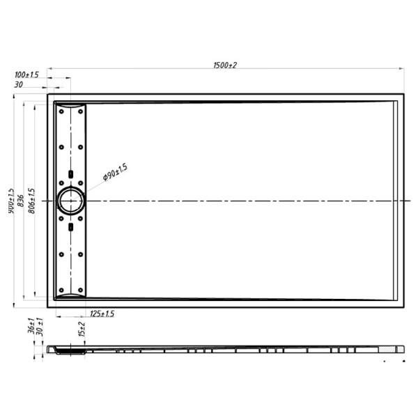 Cadita de dus dreptunghiulara slim imitatie piatra Deko 150x90 cm alba - Img 10