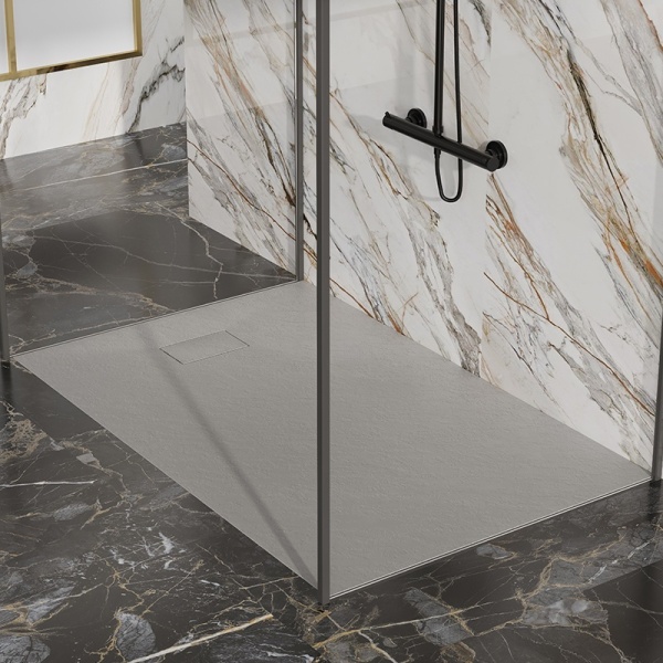 Cadita de dus JUKO Slim, Structura de piatra 120x80cm, Culoare Gri - Img 6