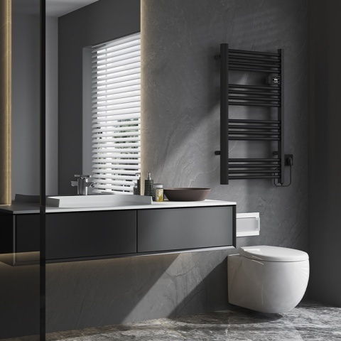 Calorifer electric vertical LOA-BL ECO 500W pentru baie 96x54, negru - Img 5