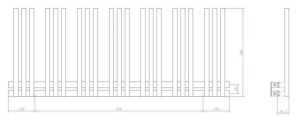Calorifer Portprosop 125x50cm, Linear White, Design Modern, Culoare Alb - Img 2