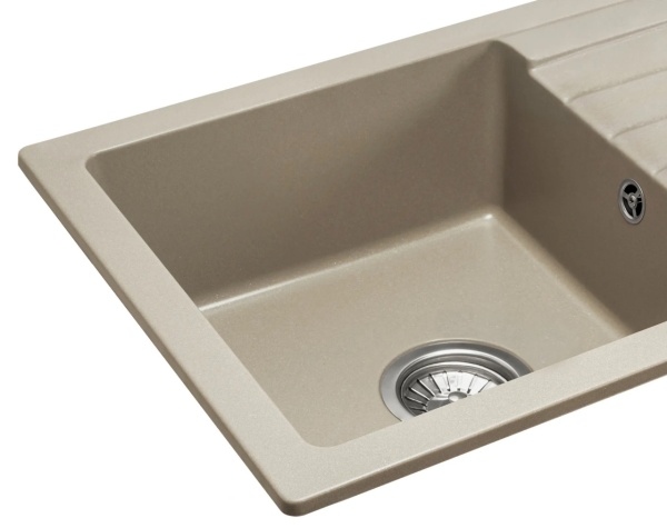 Chiuveta Bucatarie REA GRANIT DAG BEIGE, Dimensiuni 43.5 x 75 x 15 cm, 1 Cuva, Picurator Reversibil, Incastrabila, Forma Dreptunghiulara, Bej - Img 2