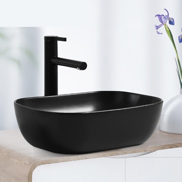 Chiuveta de blat PRO ERA TOKYO, Dimensiuni 45.5x32x14 cm, Forma Dreptunghiulara, Ceramica sanitara, Fara gaura baterie, Negru Mat - Img 5