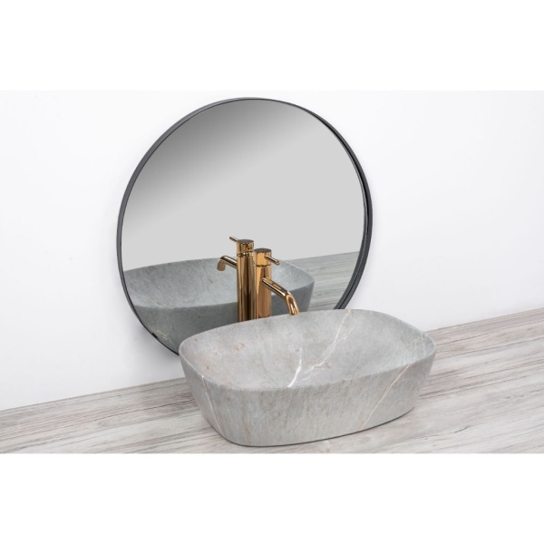 Chiuveta de blat REA FREJA GREY, Dimensiuni 50 cm x 38.5 x 13.5 cm, Ceramica Sanitara,fara gaura baterie, Gri - Img 6