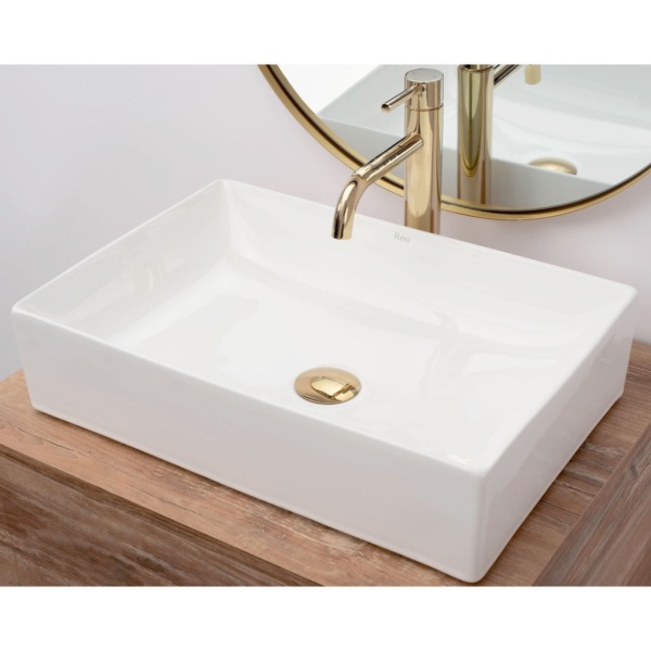 Chiuveta de blat REA INGA, Dimensiuni 50x 35x 12 cm, Forma Dreptunghiulara, Ceramica sanitara,fara gaura baterie, Alba - Img 2