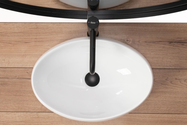 Chiuveta de blat REA Linda, 34.1x48.3 X 14.5 Cm, Montaj Pe Blat, Design Deosebit, Ceramica Sanitara, Alb - Img 3