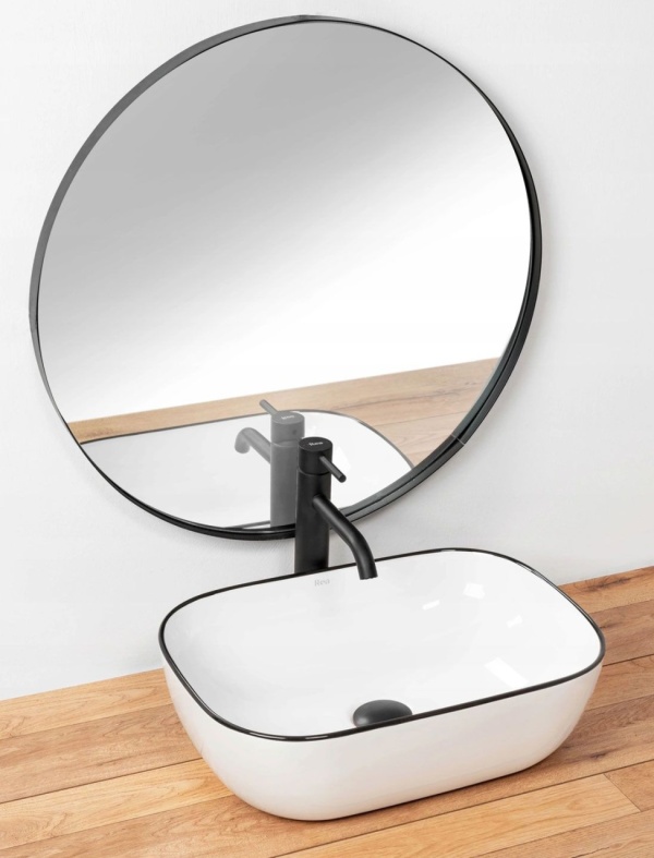 Chiuveta de blat REA Marbel, 46.5x33 X 13.5 Cm, Montaj Pe Blat, Design Deosebit, Ceramica Sanitara, Alb - Img 6