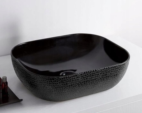 Chiuveta de blat TOKYO, Forma Dreptunghiulara, Ceramica sanitara , Piele de sarpe Black - Img 3