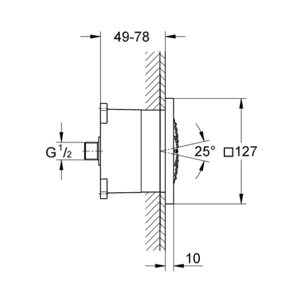 Dus lateral incastrat Grohe Rainshower F-Series auriu lucios Cool Sunrise - Img 2
