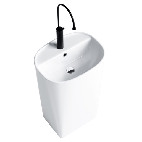 Lavoar ceramic oval CLARO-WH-440 alb, Freestanding - Img 4