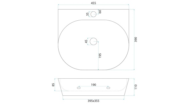 Lavoar ceramic pentru blat REA Kim 46 - Img 2