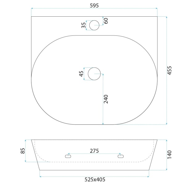 Lavoar ceramic pentru blat REA Kim 60 - Img 2