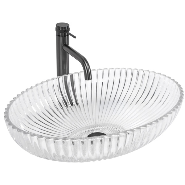 Lavoar de baie REA Nicole, pentru blat, Design Modern Elegant, Transparent - Img 8