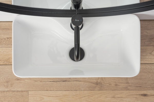 Lavoar de blat REA MERY, 50.5x 25x 14 cm, Montaj Pe Blat, Design Deosebit, Forma Dreptunghiulara, Ceramica Sanitara, Alb - Img 6