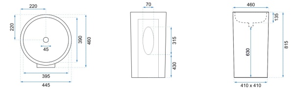 Lavoar Independent REA ESTER, Dimensiuni 44.5 x 46 X 81.5 Cm, Forma Rotunda, Alb - Img 6