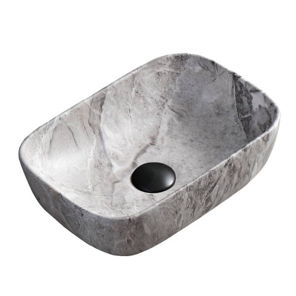 Lavoar pe Blat, Milo, Marmura Ceramica Gri, Dreptunghiular 45,5 X 32,5 X 13,5 cm - Img 2