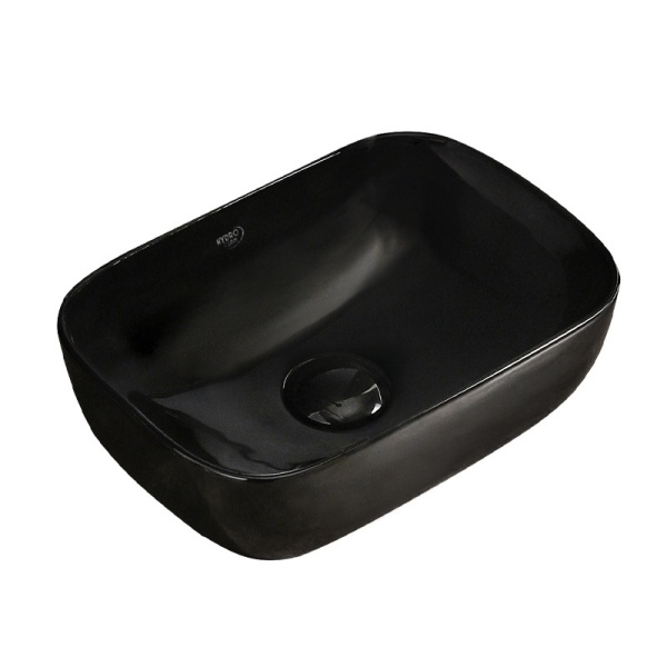 Lavoar pe Blat, Milo, Marmura Ceramica Negru Lucios , Dreptunghiular 37 x 25 x 11,5 cm - Img 3