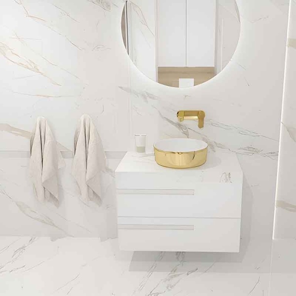 Lavoar pe blat rotund cu interior alb ??i exterior auriu Spectrum Rosina Gold White - Img 4