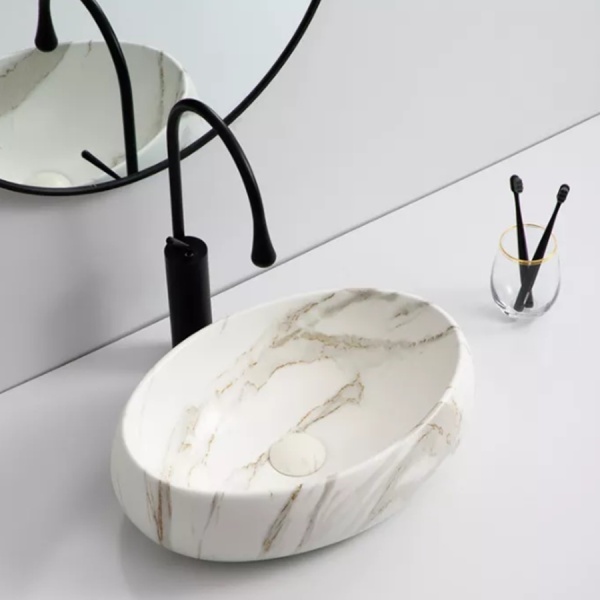 Lavoar pentru blat Marmura Mat 48x34x15 cm - Img 5