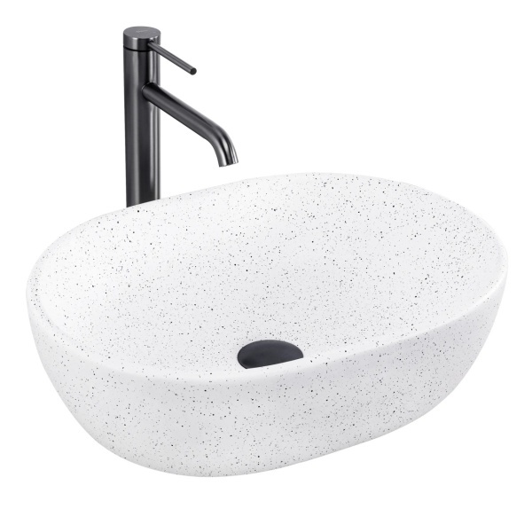 Lavoar pentru blat oval finisaj mat Amelia WARM imitatie piatra - Img 7