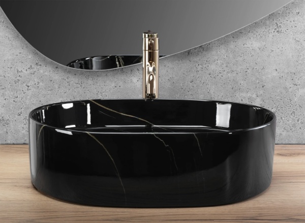 Lavoar pentru blat Rea Nadia, Dimensiune 50cm, Black Stone - Img 6