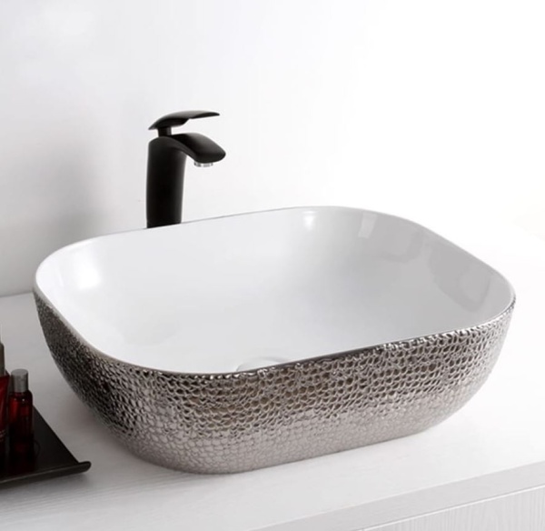 Lavoar pentru blat Tokyo alb argintiu 45 si 50 cm - Img 2