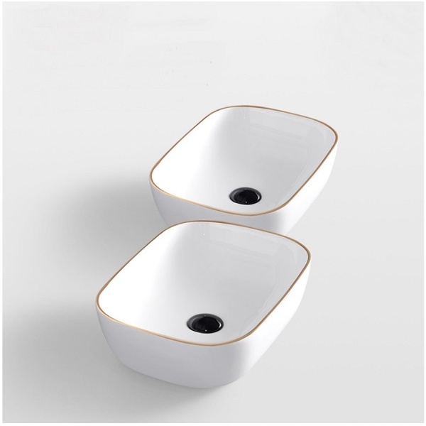 Lavoar pentru blat Tokyo alb auriu 45,5x32x14 cm - Img 3