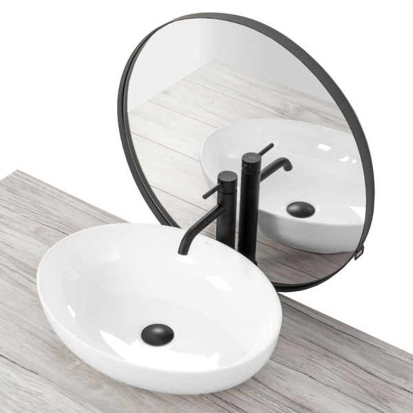 Lavoar REA CAROLA SLIM, 51.5 x 39 x 14 cm, montaj pe blat, ceramica sanitara, fara gaura baterie, Alba - Img 5