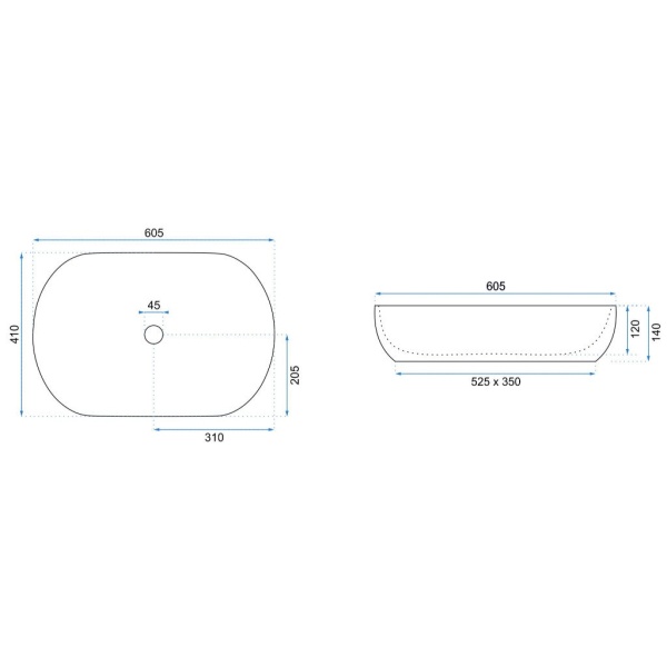 Lavoar REA CLEO White, oval, 60.5x40.5 cm, montaj pe blat, ceramica sanitara, fara gaura baterie, Alba - Img 5