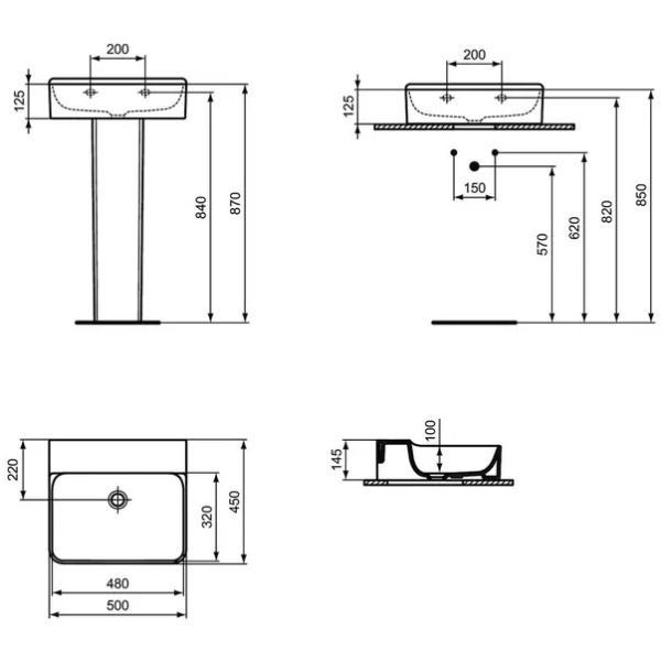 Lavoar suspendat Ideal Standard Atelier Conca 50 cm alb lucios - Img 12