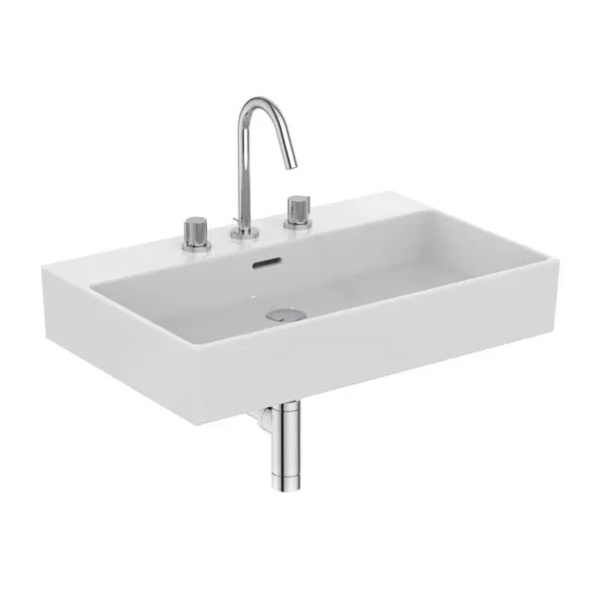 Lavoar suspendat Ideal Standard Atelier Extra cu 3 orificii baterie si preaplin alb lucios 70 cm - Img 5