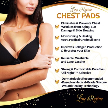 Masca antirid reutilizabila Antiaging REFINE pentru zona decolteului, Chest Pads Anti Wrinkle, din silicon medical, antiinflamator si hidratant - Img 2
