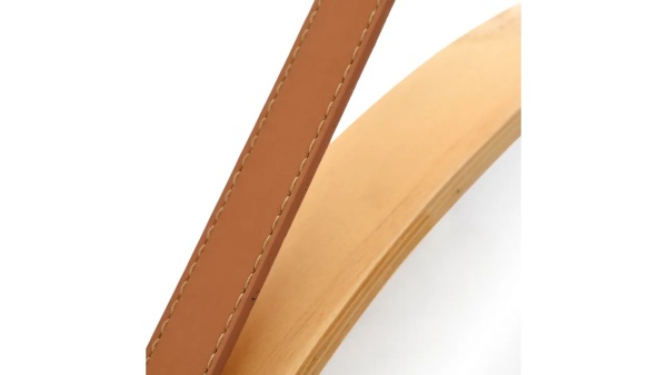 Oglinda rotunda din lemn cu curea LOFT Light.BROWN 59 CM - Img 5