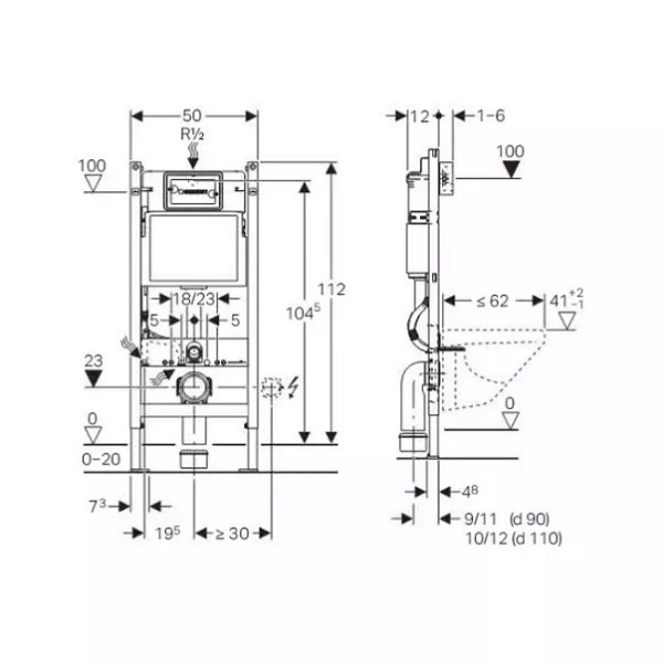 Pachet rezervor WC cu cadru incastrat Geberit Duofix si vas wc suspendat Geberit Selnova si capac wc softclose Geberit Selnova - Img 6