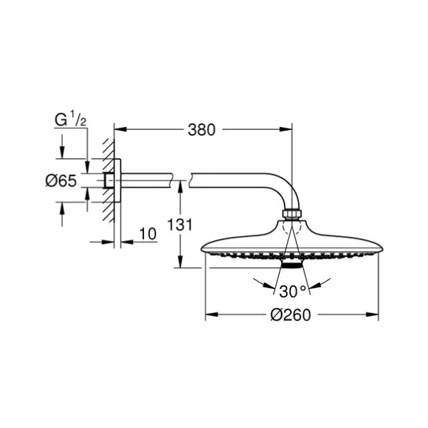 Palarie de dus Grohe Euphoria 260 3 jeturi si brat dus 380 mm - Img 3