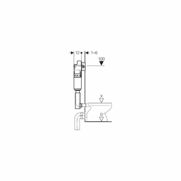 Rezervor incastrat Geberit Delta UP100 12cm pentru pereti subtiri - Img 3