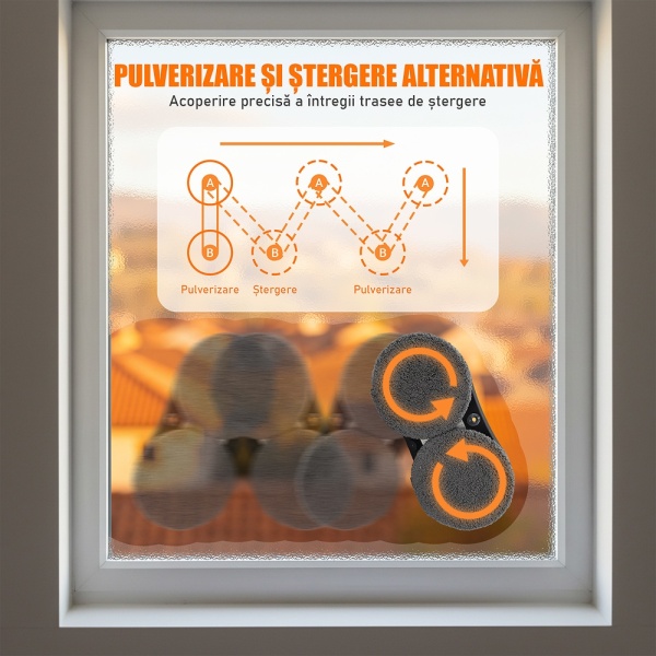 Robot Curatare Geamuri, SeveShop®, Robot Spalat Geamuri Cu Pulverizare Apa Bidirectionala, Stergator Electric Ultra-Subtire Pentru Sticla, Aspirator Geamuri Cu Control APP Si Telecomanda, Tehnologie iAdapt, Protectie Cvadrupla, Alb - Img 4