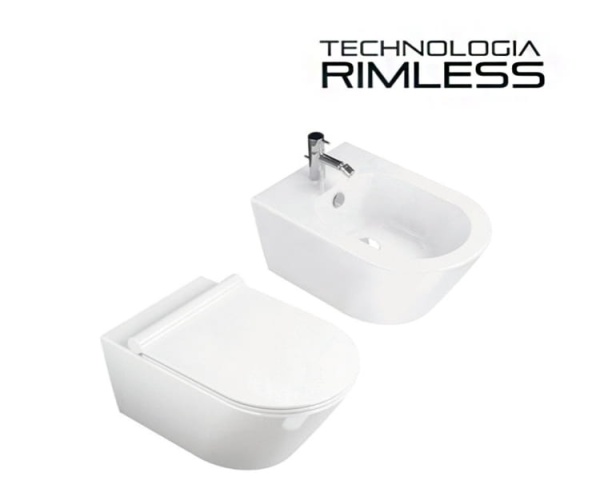 Set Bideu si Vas WC PRO GEBERIT, ceramica sanitara, Vas WC SONET RIMLESS + Bideu + Capac Soft-Close Inclus SLIM PREMIUM + Cadru + Clapeta - Img 5