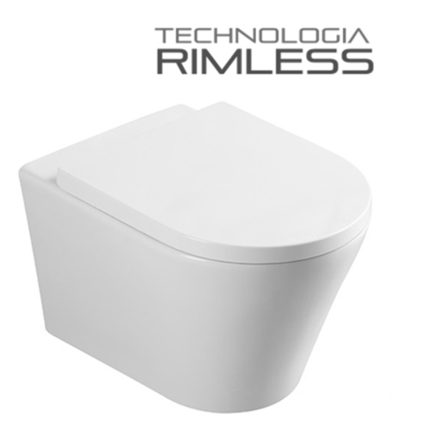 Set Bideu si Vas WC PRO GROHE, montaj suspendat, ceramica sanitara, WC SONATA Clementina RIMLESS + Bideu +Capac Soft-Close + Cadru + Clapeta - Img 2