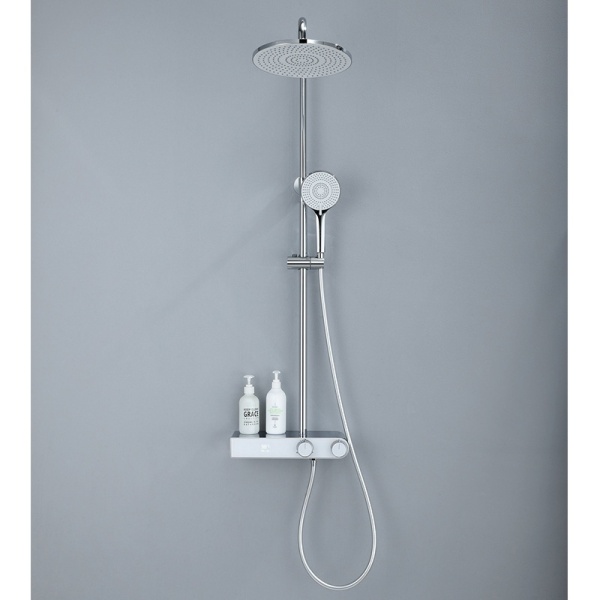 Set de dus F12A Design Modern, Cu Efect de Ploaie si Afisaj LCD, Culoare Crom - Img 2